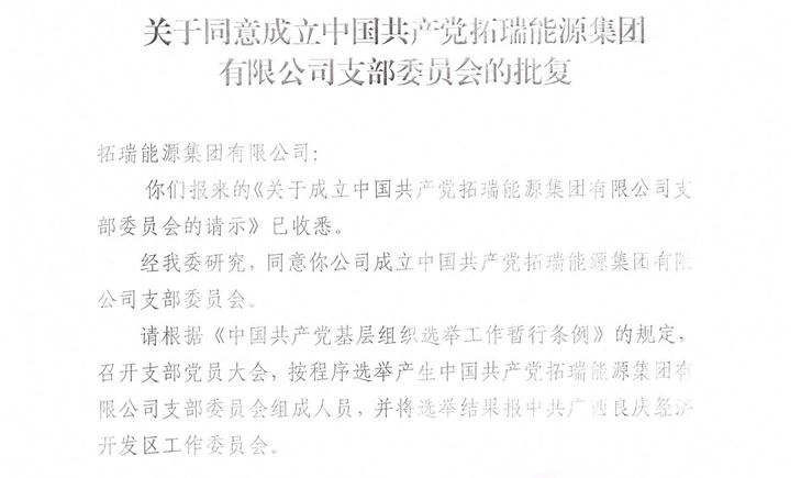 拓瑞能源集團黨支部正式成立！